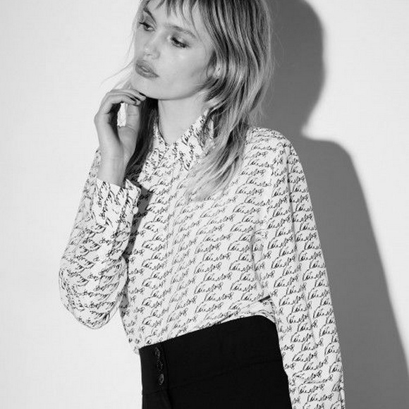 NEW EQUIPMENT Kate Moss Silk Script Shirt-Medium – Iconic Print, Work to Weekend - Picture 2 of 8